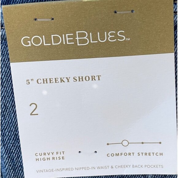 Goldie Blues Womens 5" Cheeky High-Rise Denim Shorts Curvy Fit Comfort Size 2 - Picture 4 of 6